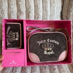 Juicy Couture Royal Brown and Pink Bag Set